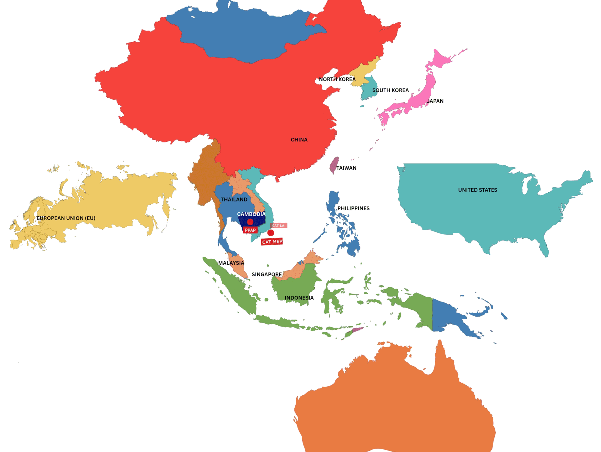 ផ្លូវនាវាចរណ៍ពី ក.ស.ភ. ទៅកំពង់ផែ Cai Mep